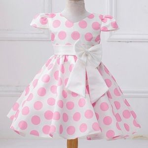 Girls Pink Polka Dot Vintage Disney Minnie Mouse Dress Costume Disguise 6